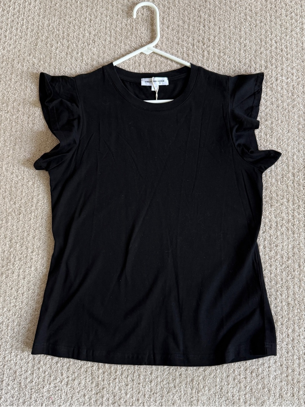 Boutique Black Ruffle Sleeve Tee Top Large